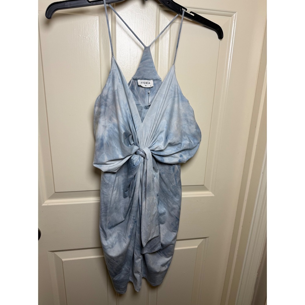 Storia Womens Tie Dye Front Knot Mini Dress